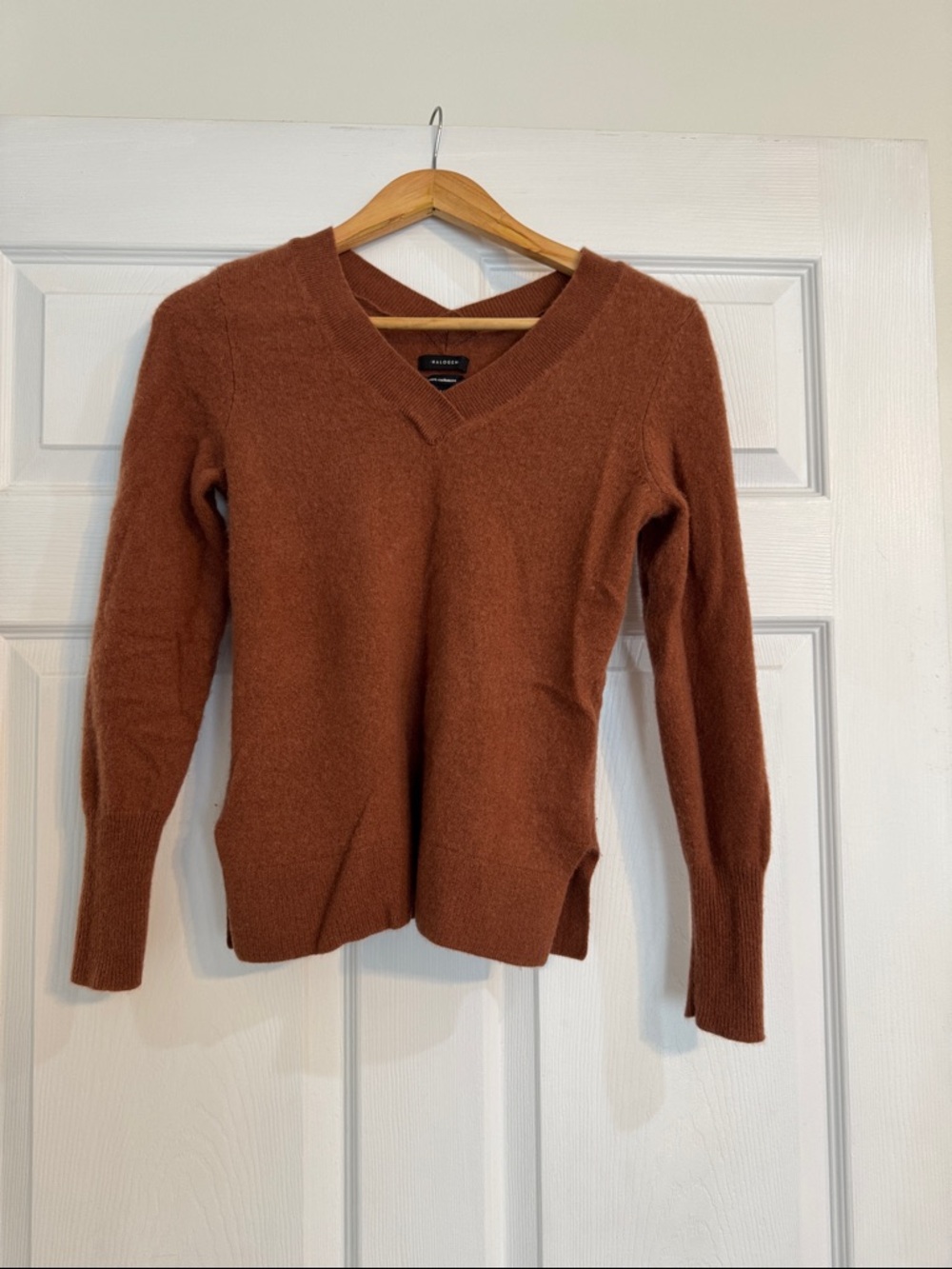 Halogen Women's V-Neck Sweater in Rust